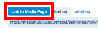 the link to media button with the corresponding url