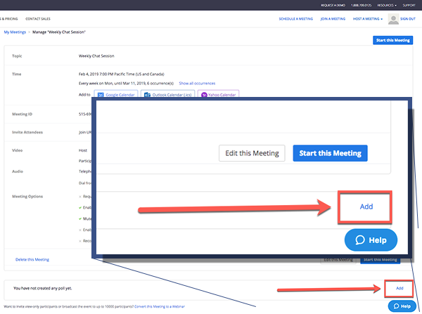 Adding a poll in the meeting invitation