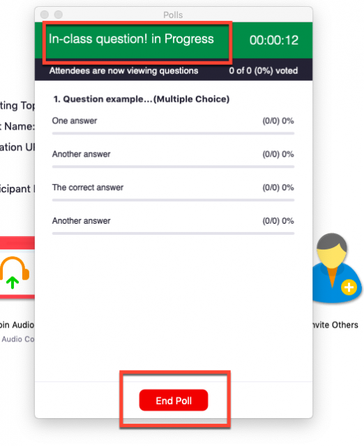 Question in progress and ending the poll