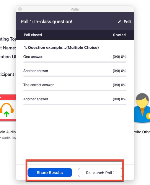 Sharing results or relaunching the poll